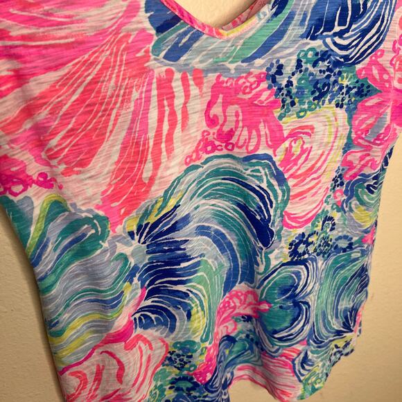 Lilly Pulitzer Gigi V-Neck Tank Top Beach Please 100% Cotton Small - Picture 3 of 8